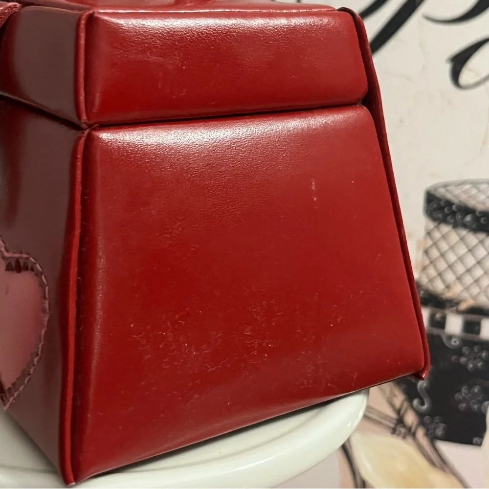 Talbots Red Faux Leather Jewelry Organizer in Miniature Handbag Design w Handle